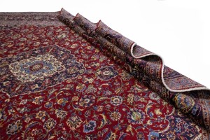 Vintage Red Traditional 10X13 Kashan Persian Rug