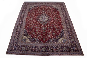 Vintage Red Traditional 10X13 Kashan Persian Rug