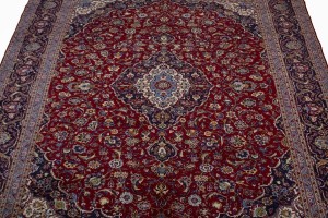 Vintage Red Traditional 10X13 Kashan Persian Rug