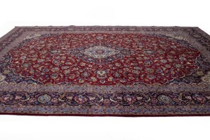 Vintage Red Traditional 10X13 Kashan Persian Rug