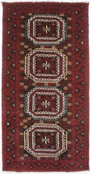 Vintage Red Tribal 3X6 Balouch Persian Rug