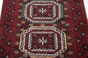 Vintage Red Tribal 3X6 Balouch Persian Rug