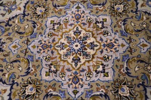 Semi Antique Sage Green Traditional 9X13 Kashan Persian Rug