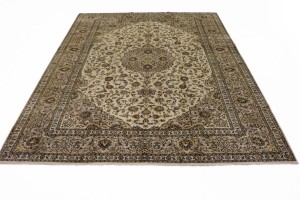 Semi Antique Cream Traditional 10X13 Kashan Persian Rug