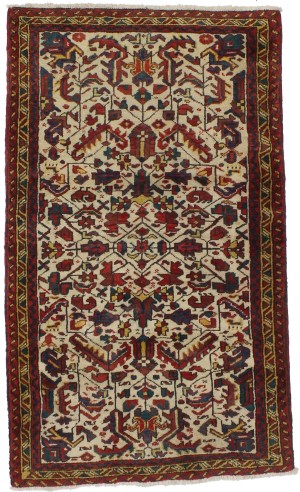 Ivory Vintage Geometric 3X5 Goravan Heriz Persian Oriental Rug