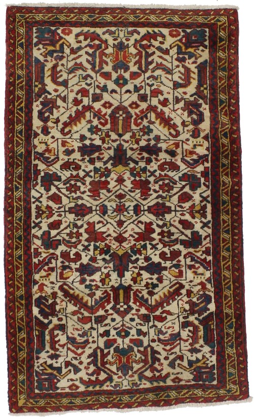 Ivory Vintage Geometric 3X5 Goravan Heriz Persian Oriental Rug