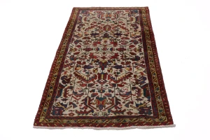 Ivory Vintage Geometric 3X5 Goravan Heriz Persian Oriental Rug