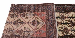 Semi Antique Beige Tribal 3X10 Hamedan Persian Runner Rug