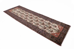Semi Antique Beige Tribal 3X10 Hamedan Persian Runner Rug