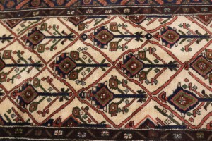 Semi Antique Beige Tribal 3X10 Hamedan Persian Runner Rug