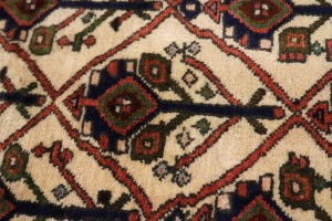 Semi Antique Beige Tribal 3X10 Hamedan Persian Runner Rug