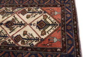 Semi Antique Beige Tribal 3X10 Hamedan Persian Runner Rug