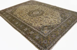 Vintage Beige Traditional 8X11 Kashan Persian Rug