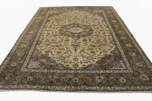 Vintage Beige Traditional 8X11 Kashan Persian Rug
