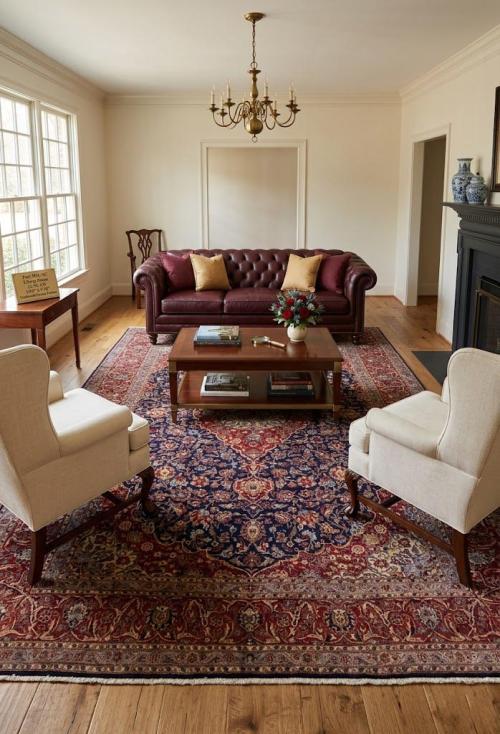 Vintage Purple-navy Traditional 10' x 15' Kashan Persian Rug