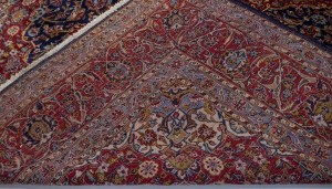 Vintage Purple-navy Traditional 10X15 Kashan Persian Rug