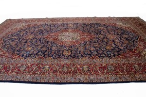 Vintage Purple-navy Traditional 10X15 Kashan Persian Rug