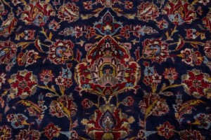 Vintage Purple-navy Traditional 10X15 Kashan Persian Rug