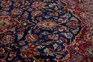 Vintage Purple-navy Traditional 10X15 Kashan Persian Rug