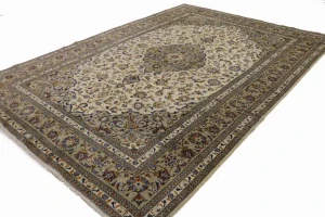 Semi Antique Beige Traditional 8X12 Kashan Persian Rug