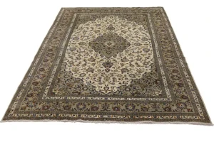 Semi Antique Beige Traditional 8X12 Kashan Persian Rug