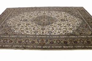 Semi Antique Beige Traditional 8X12 Kashan Persian Rug