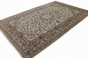 Semi Antique Beige Traditional 7X10 Kashan Persian Rug Oriental