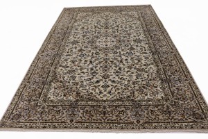 Semi Antique Beige Traditional 7X10 Kashan Persian Rug Oriental