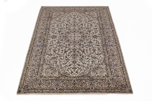 Semi Antique Beige Traditional 7X10 Kashan Persian Rug Oriental