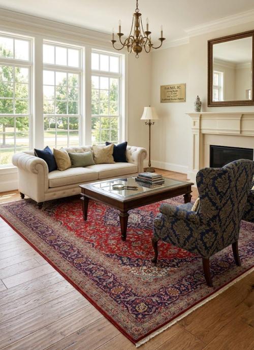 Vintage Red Traditional 10' x 13' Kashan Persian Rug