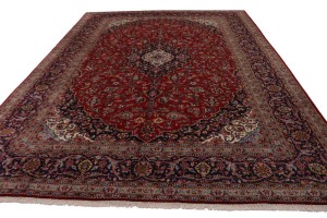 Vintage Red Traditional 10X13 Kashan Persian Rug