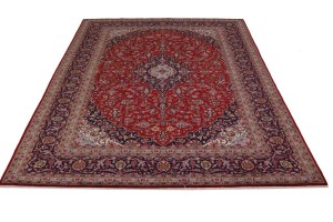 Vintage Red Traditional 10X13 Kashan Persian Rug