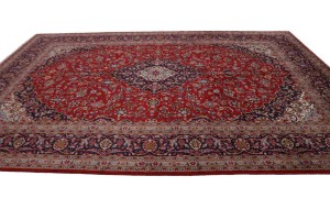 Vintage Red Traditional 10X13 Kashan Persian Rug