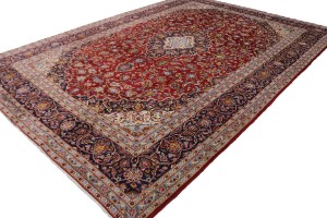 Vintage Red Traditional 10X14 Kashan Persian Rug