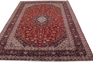 Vintage Red Traditional 10X14 Kashan Persian Rug