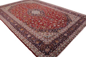 Vintage Red Traditional 10X14 Kashan Persian Rug