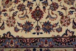 Vintage Cream Traditional 9X12 Isfahan Persian Rug