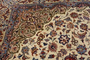 Vintage Cream Traditional 9X12 Isfahan Persian Rug