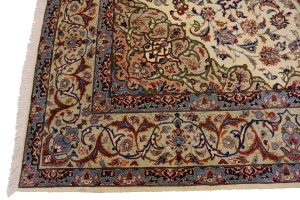 Vintage Cream Traditional 9X12 Isfahan Persian Rug