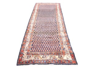 Purple-navy Vintage Tribal 3'6X10 Botemir Persian Runner Oriental Rug