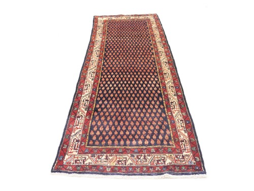 Purple-navy Vintage Tribal 3'6X10 Botemir Persian Runner Oriental Rug