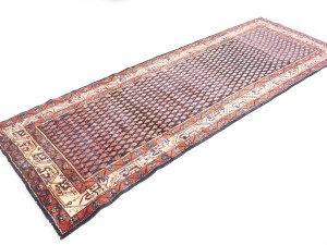 Purple-navy Vintage Tribal 3'6X10 Botemir Persian Runner Oriental Rug
