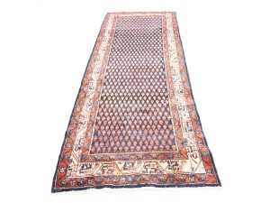 Purple-navy Vintage Tribal 3'6X10 Botemir Persian Runner Oriental Rug