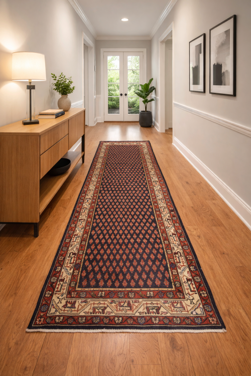 Vintage Purple-navy Tribal 3'6X10 Botemir Persian Runner Rug