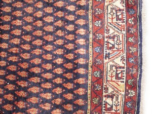 Purple-navy Vintage Tribal 3'6X10 Botemir Persian Runner Oriental Rug