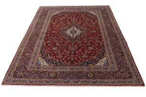 Vintage Red Traditional 8X12 Kashan Persian Rug