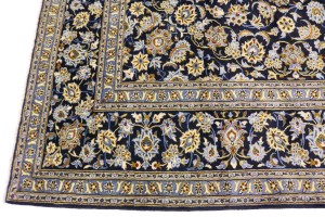 Vintage Navy Blue Traditional 10X13 Kashan Persian Rug