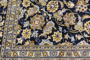Vintage Navy Blue Traditional 10X13 Kashan Persian Rug