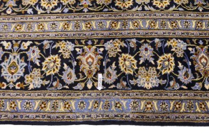 Vintage Navy Blue Traditional 10X13 Kashan Persian Rug