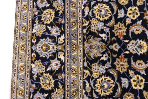 Vintage Navy Blue Traditional 10X13 Kashan Persian Rug